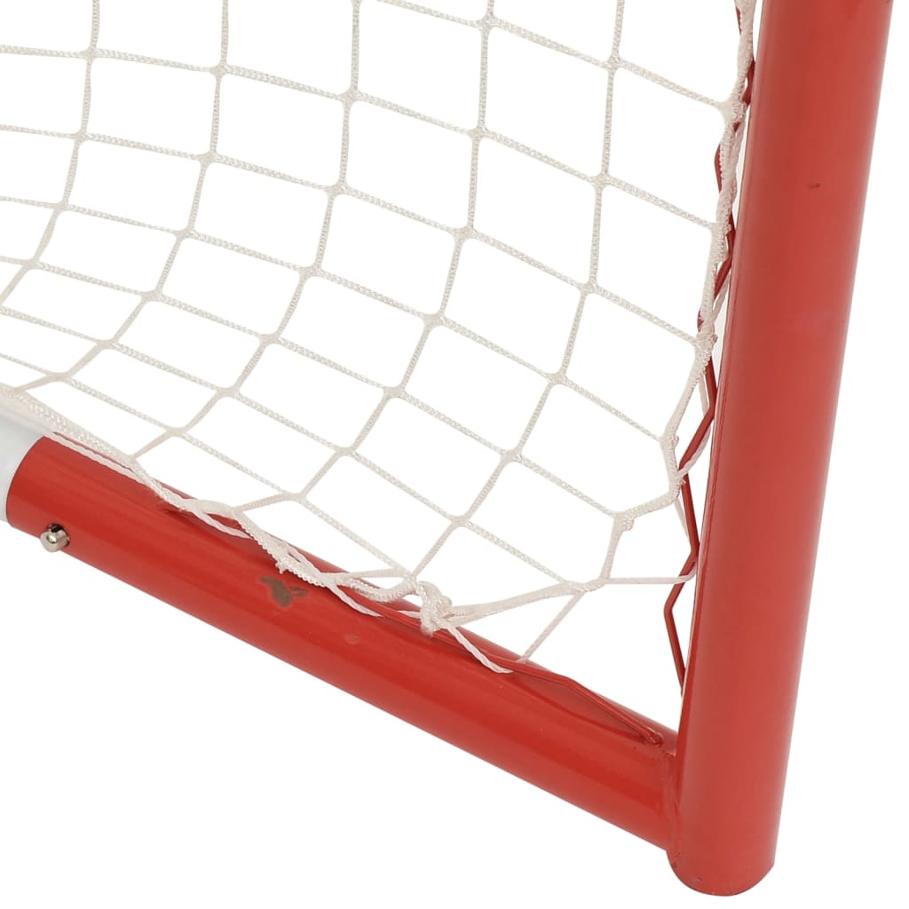 vidaXL Hockeydoel met net 153x60x118 cm staal en polyester rood en wit