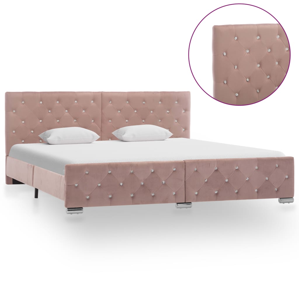 vidaXL Bedframe fluweel roze 180x200 cm
