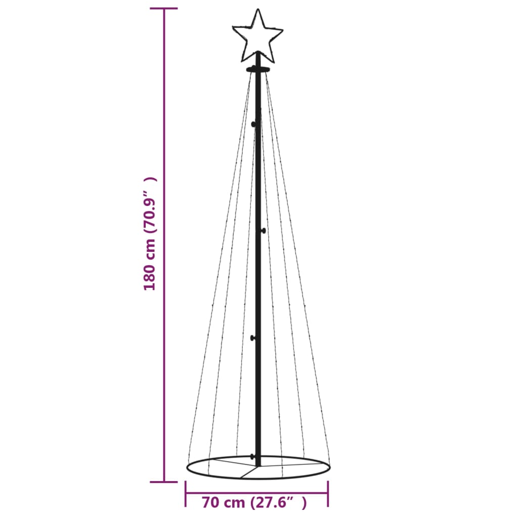vidaXL Kegelkerstboom 108 LED's 70x180 cm meerkleurig