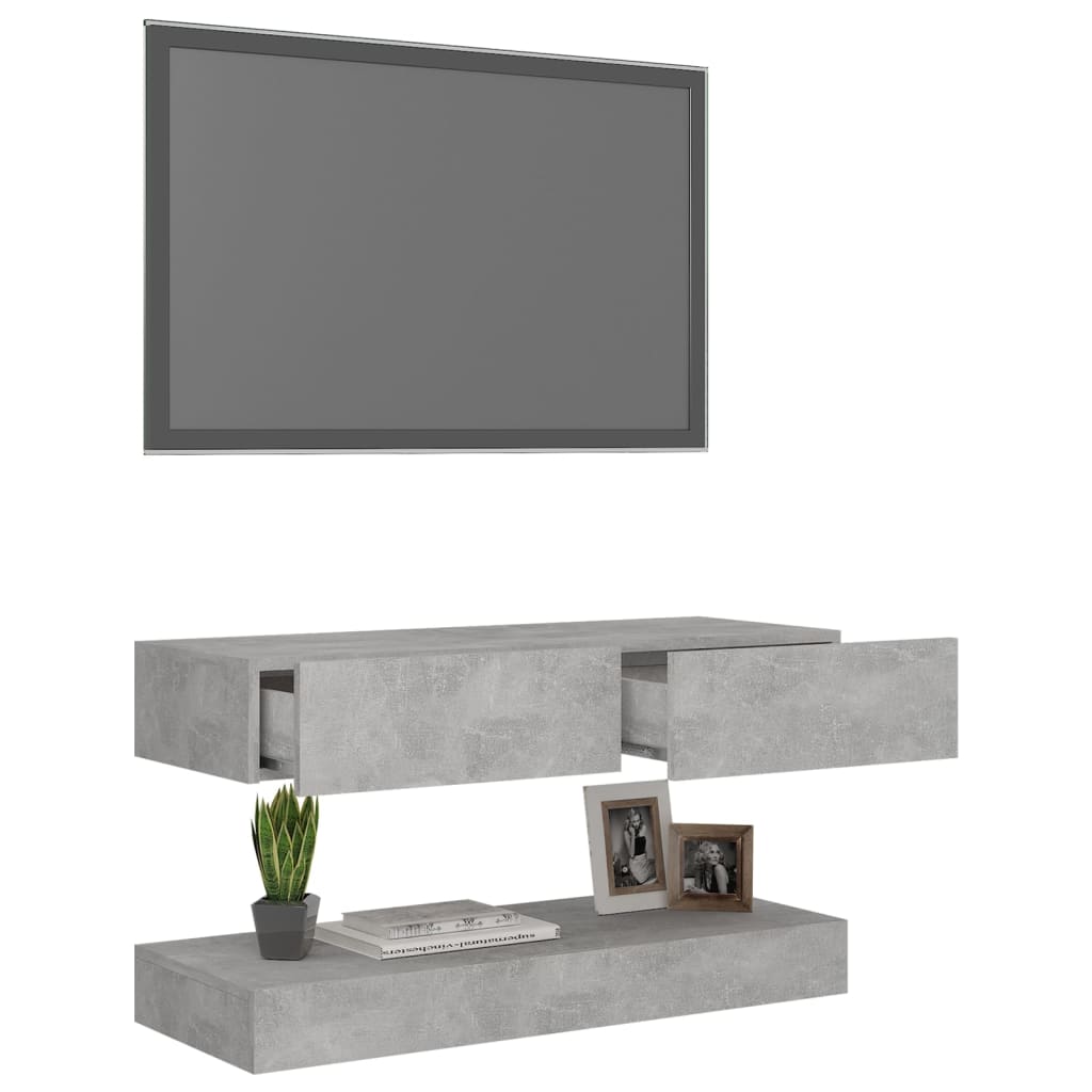 vidaXL Tv-meubel met LED-verlichting 90x35 cm betongrijs