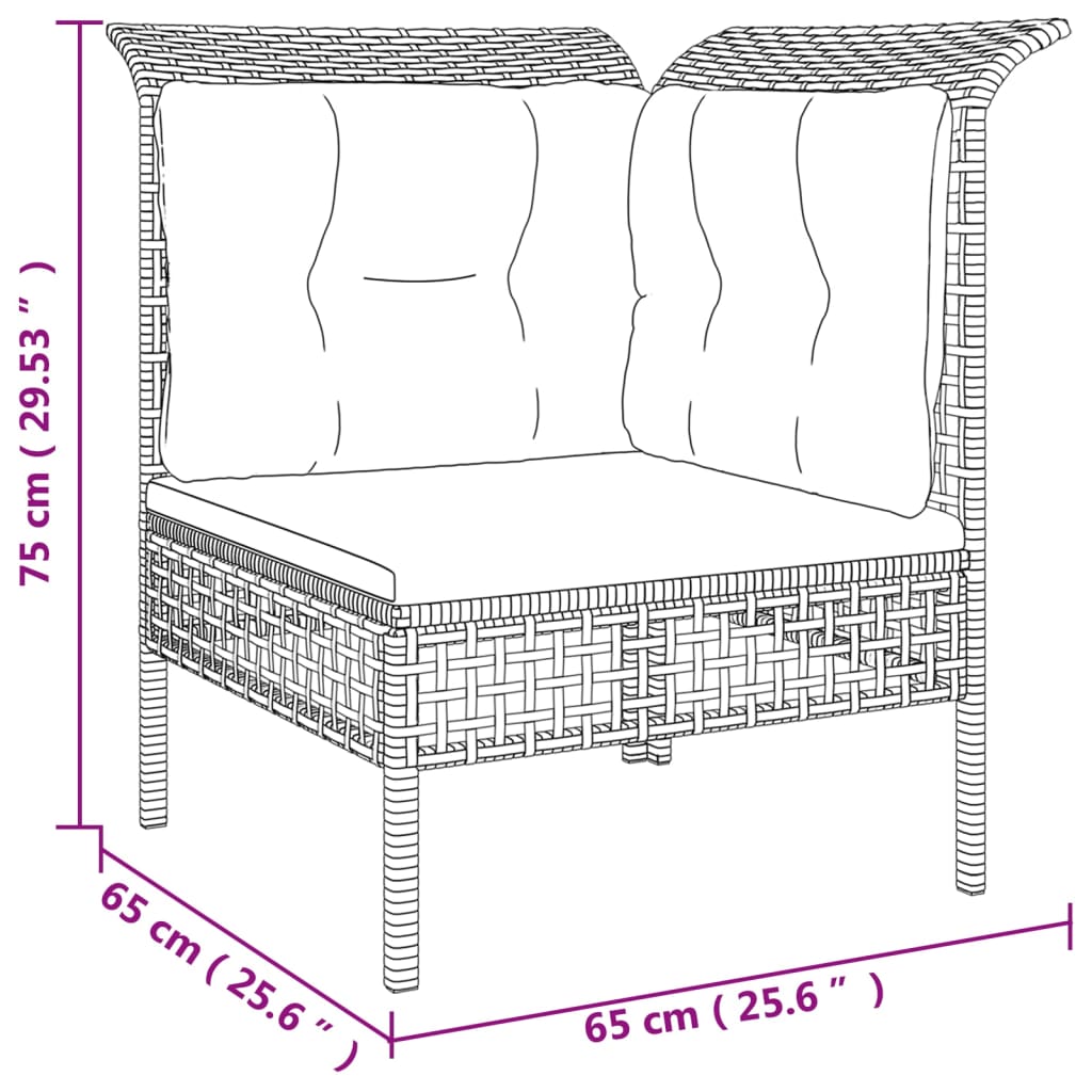 vidaXL 9-delige Loungeset met kussens poly rattan grijs