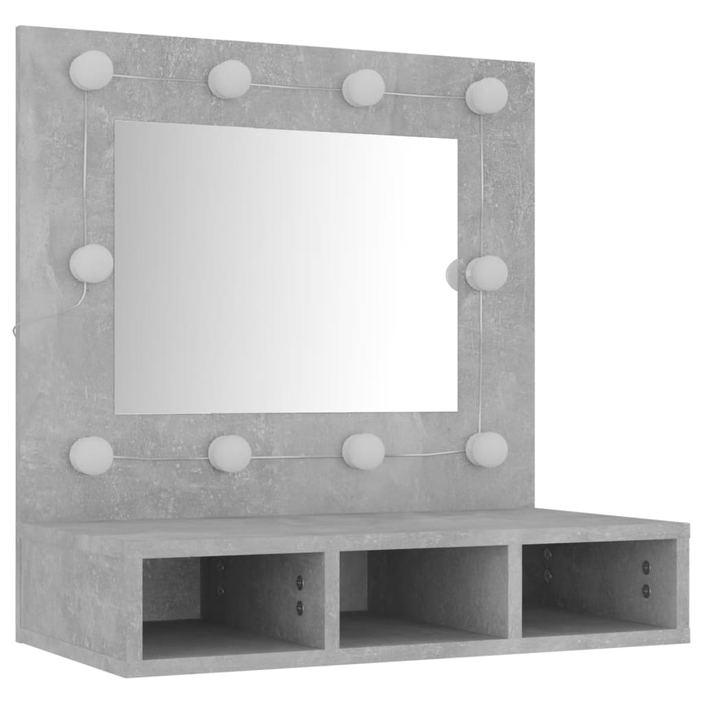 vidaXL Spiegelkast met LED-verlichting 60x31,5x62 cm betongrijs