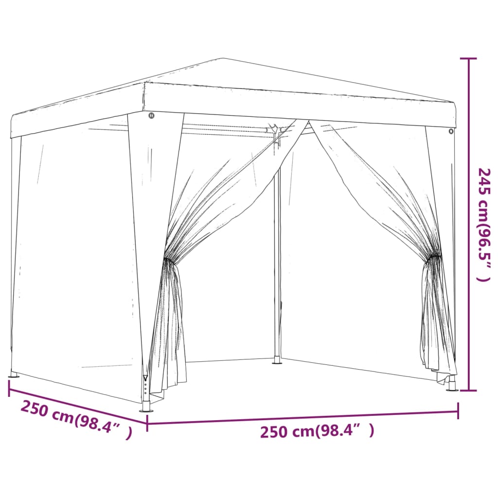 vidaXL Partytent met 4 mesh zijwanden 2,5x2,5 m HDPE antracietkleurig