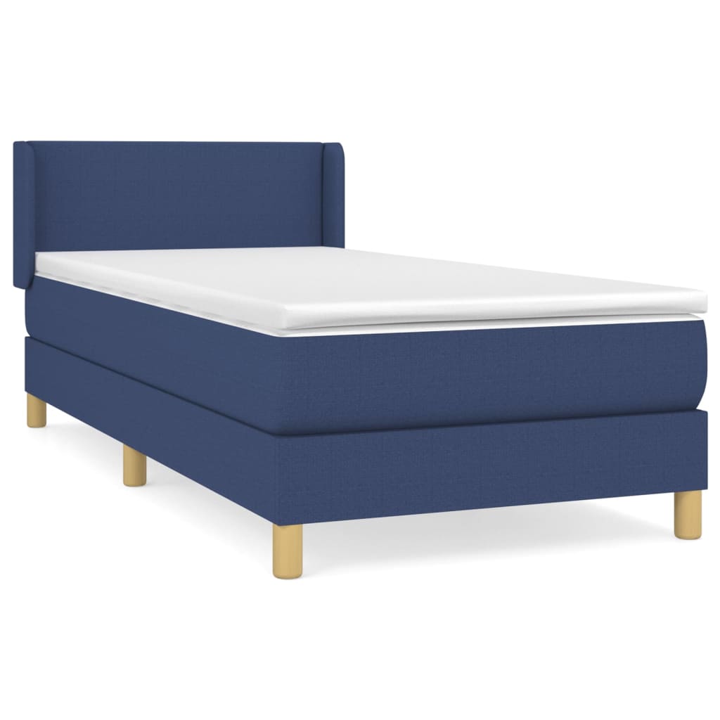 vidaXL Boxspring met matras stof blauw 100x200 cm