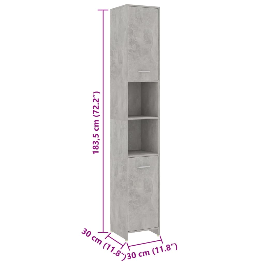 vidaXL 4-delige Badkamermeubelset bewerkt hout betongrijs