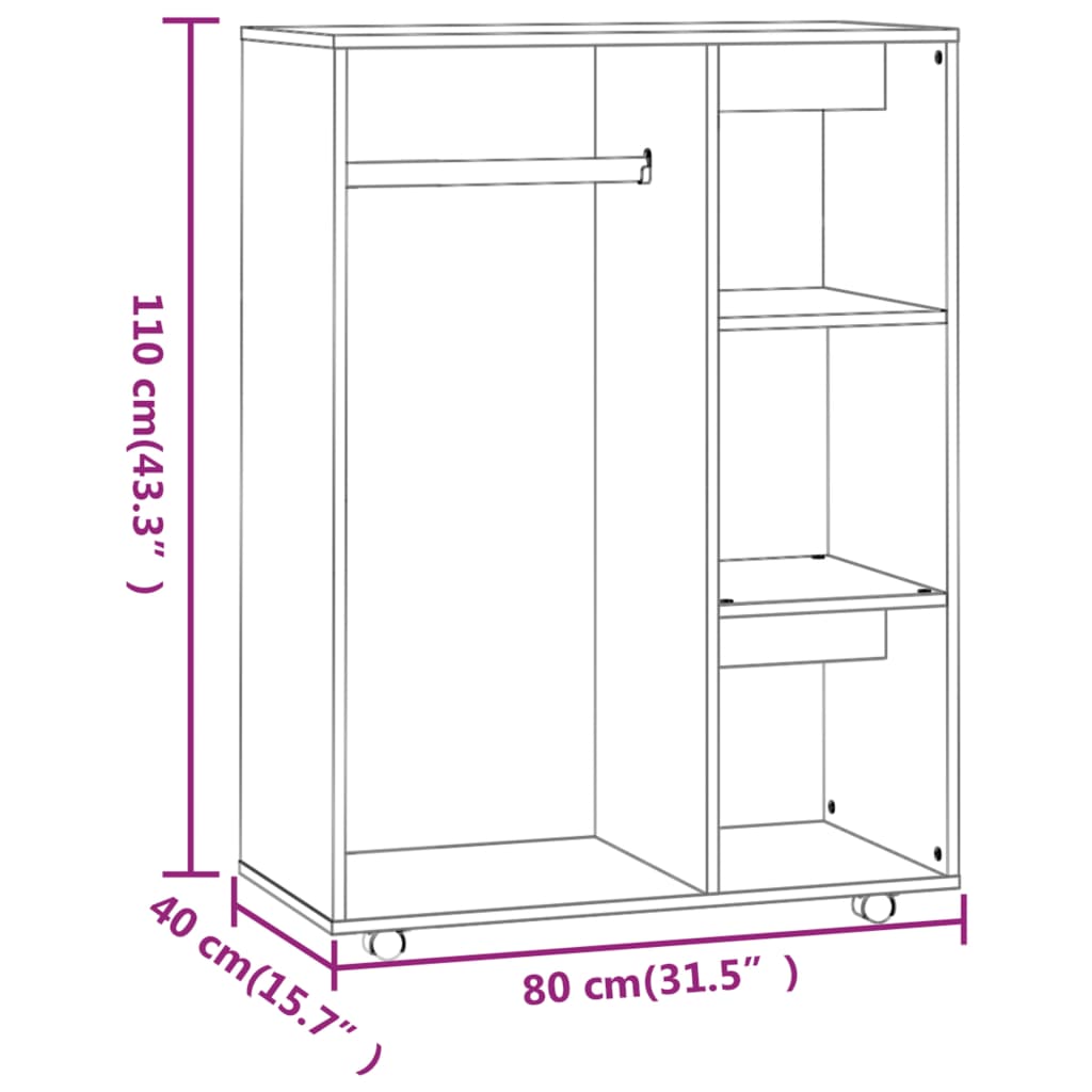 vidaXL Kledingkast 80x40x110 cm bewerkt hout bruin eikenkleur