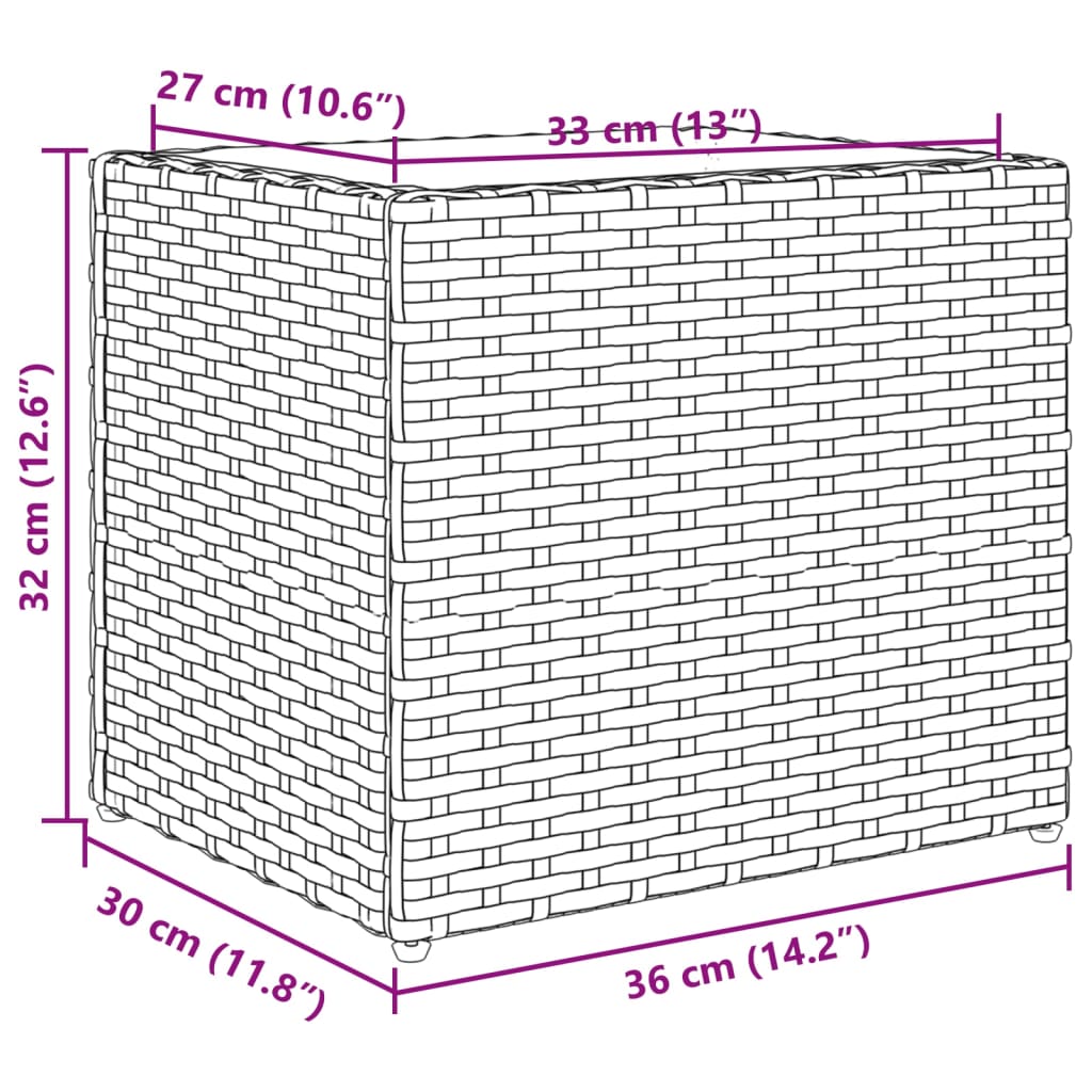 vidaXL Plantenbak 36x30x32 cm poly rattan zwart