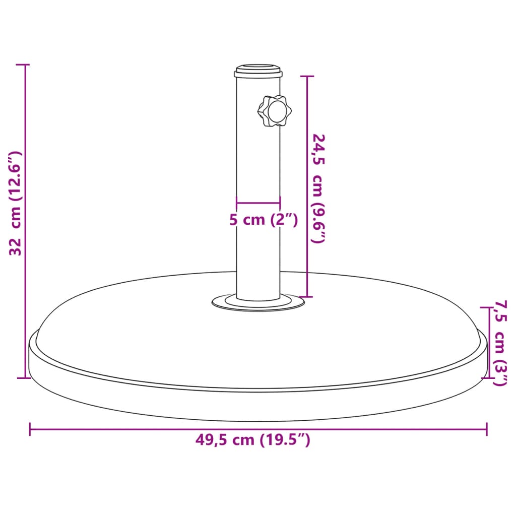 vidaXL Parasolvoet voor stokken van Ø32/35/38 mm 25 kg rond