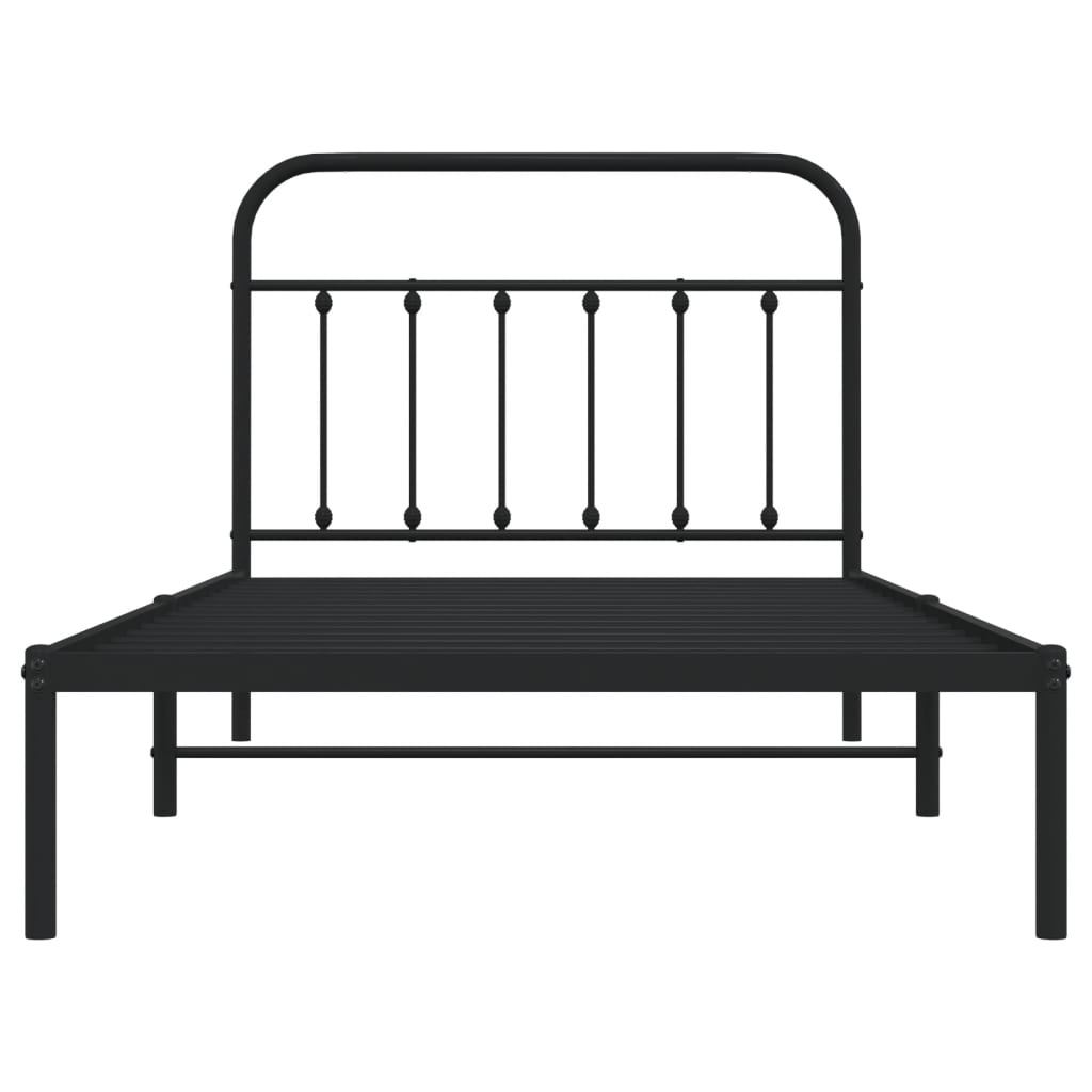 vidaXL Bedframe met hoofdbord metaal zwart 100x200 cm