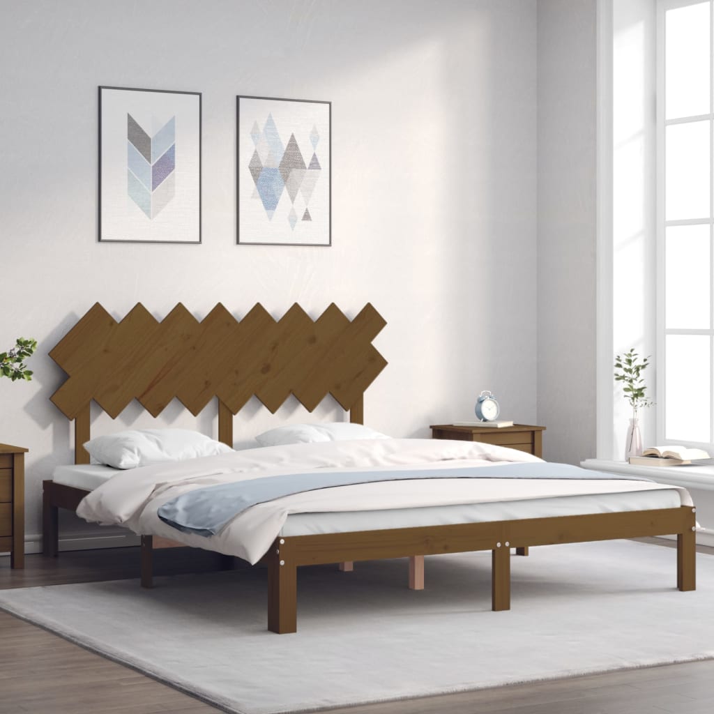 vidaXL Bedframe met hoofdbord hout honingbruin 160x200 cm