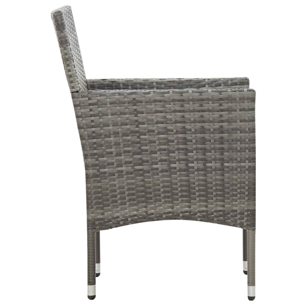 vidaXL 4-delige Loungeset met kussens poly rattan grijs