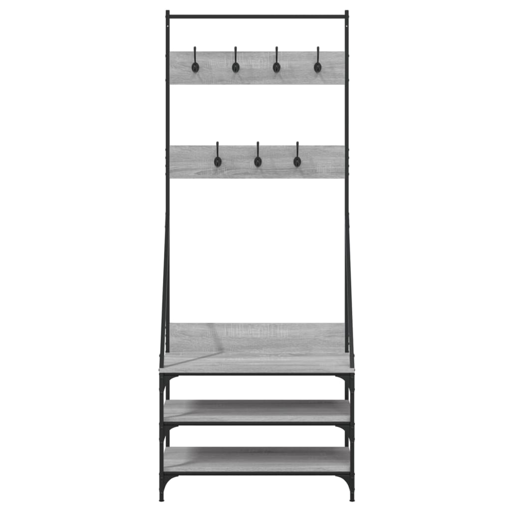 Kledingrek met schoenenrek 100x40x184cm grijs sonoma eikenkleur