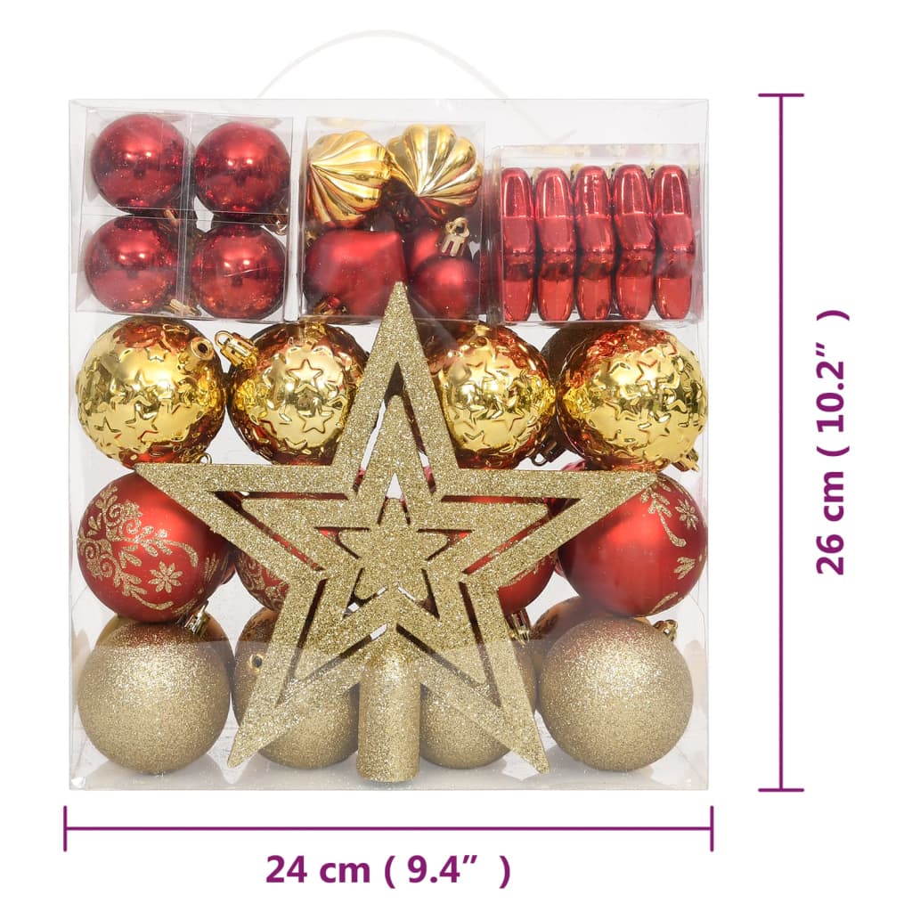 vidaXL 70-delige Kerstballenset goud en rood