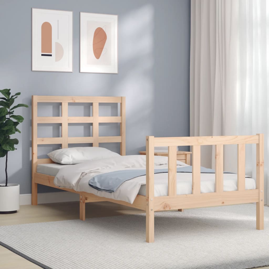 vidaXL Bedframe met hoofdbord massief hout