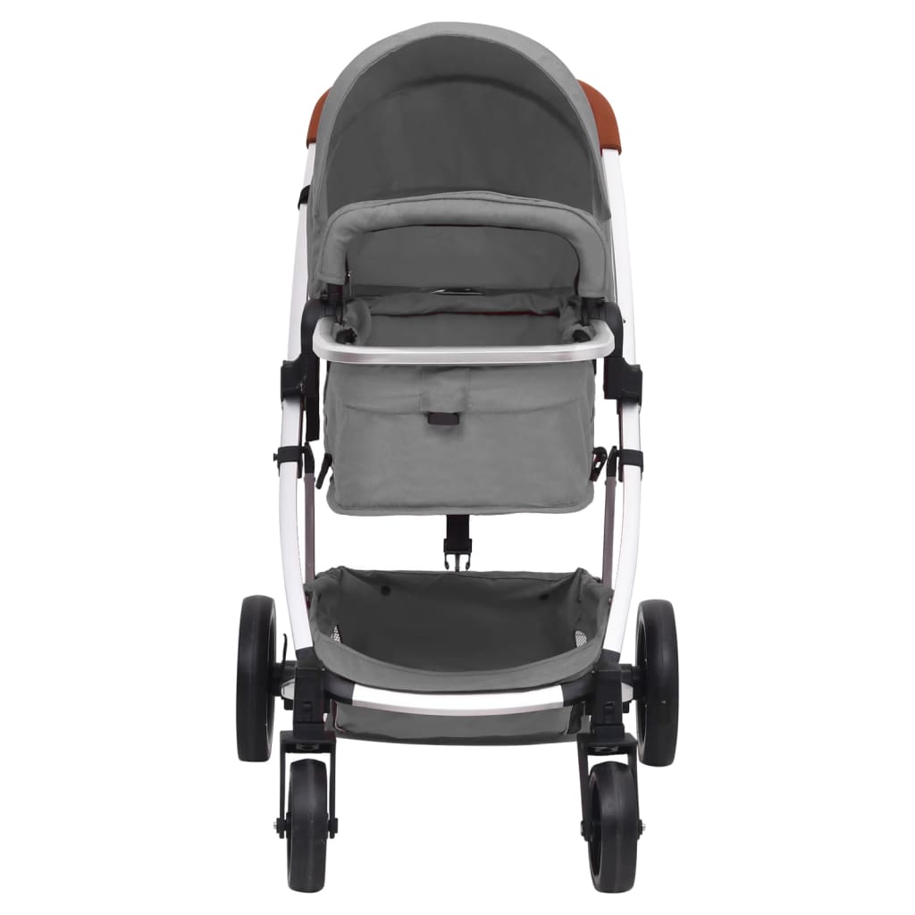 vidaXL Kinderwagen 2-in-1 aluminium lichtgrijs