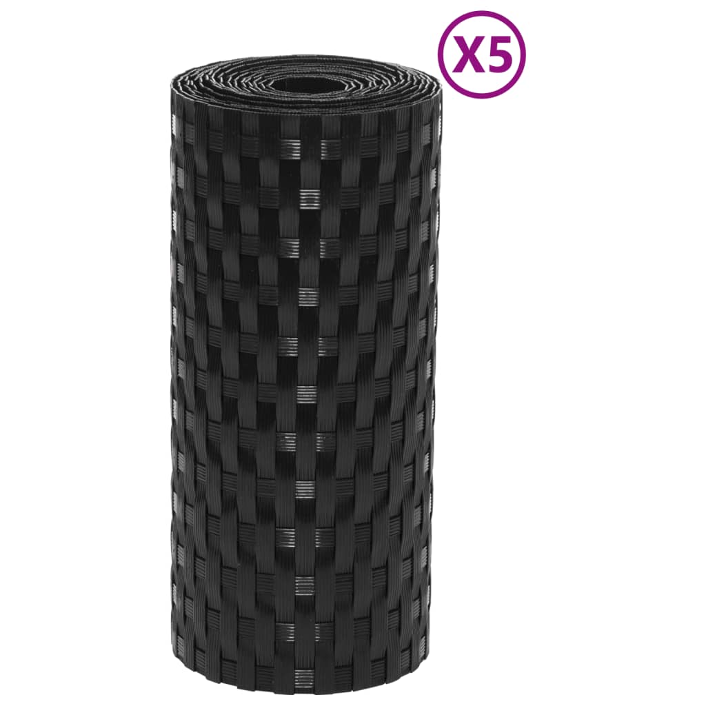 vidaXL Balkonschermen 5 st 255x19 cm poly rattan zwart