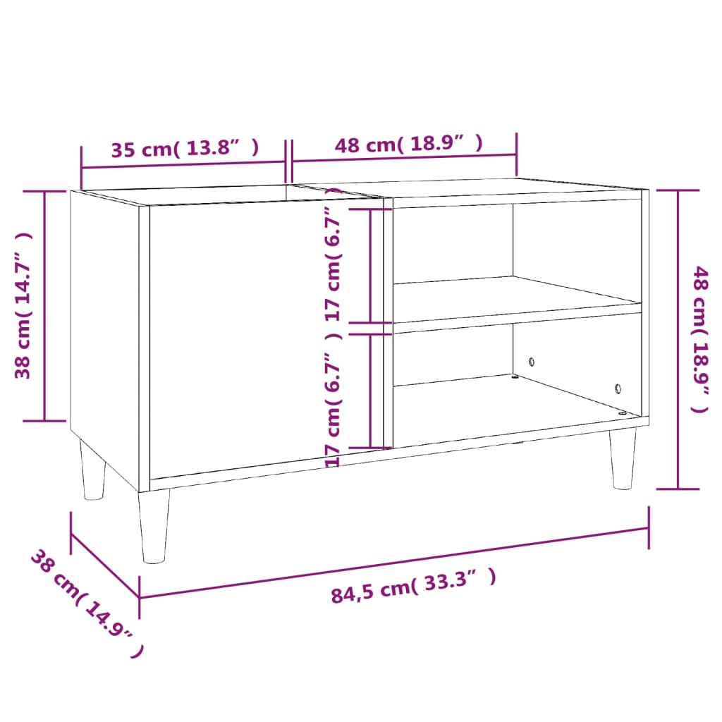 vidaXL Platenkast 84,5x38x48 cm bewerkt hout wit