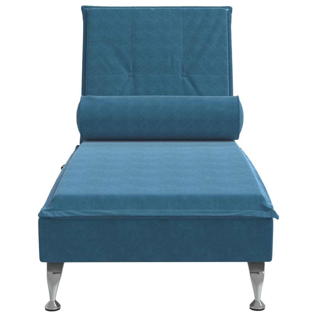 vidaXL Massage chaise longue met bolster fluweel blauw