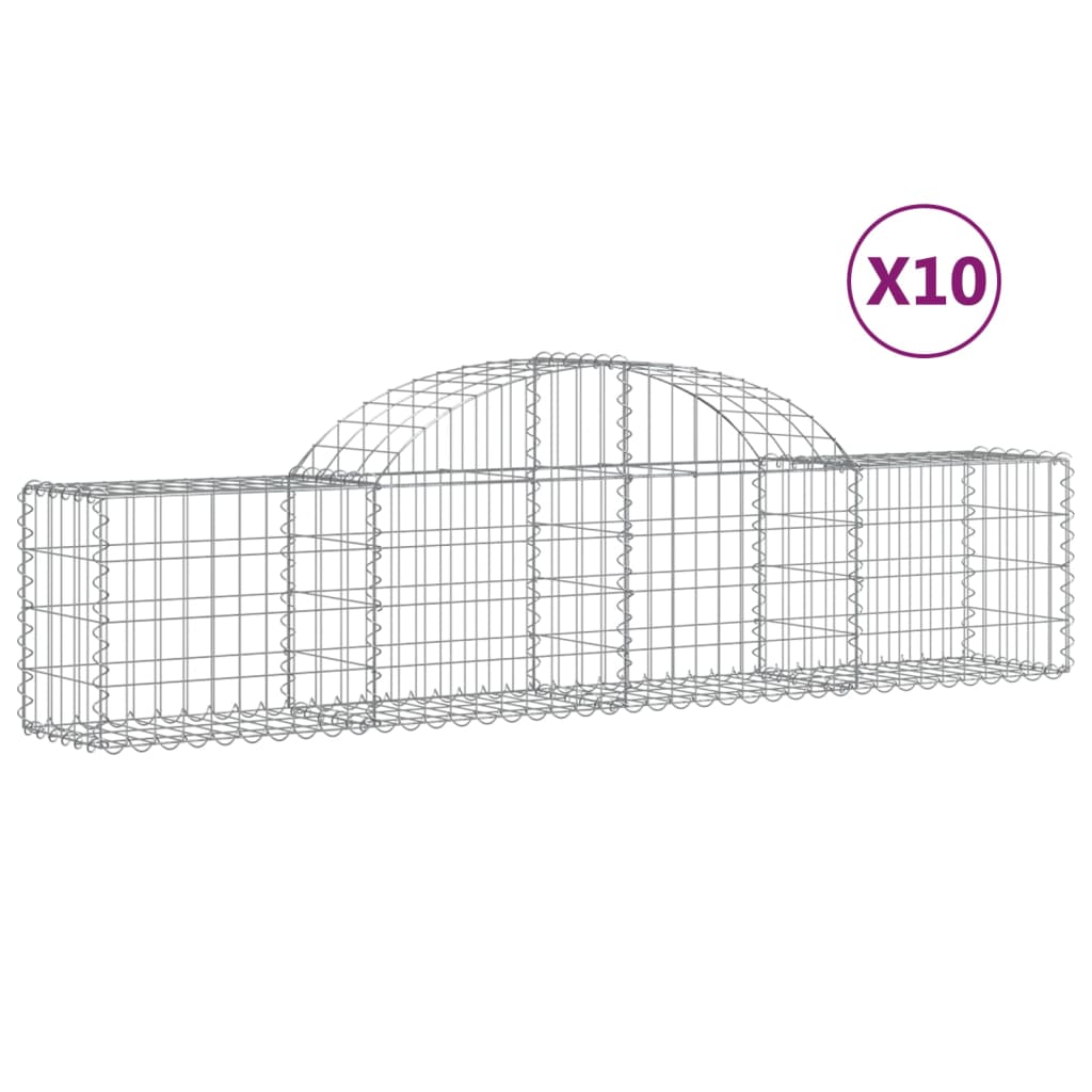 vidaXL Schanskorven 10 st gewelfd 200x30x40/60 cm gegalvaniseerd ijzer