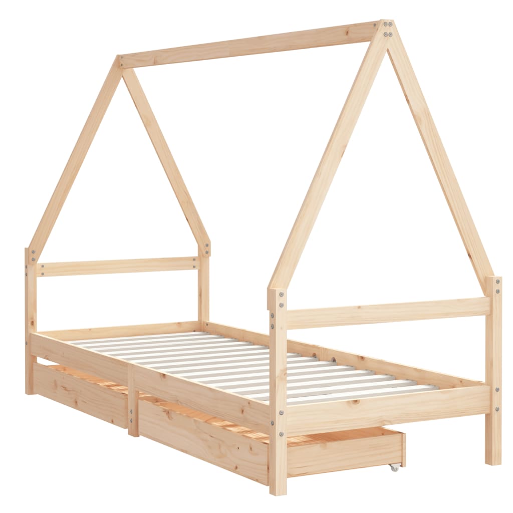 vidaXL Kinderbedframe met lades 80x200 cm massief grenenhout