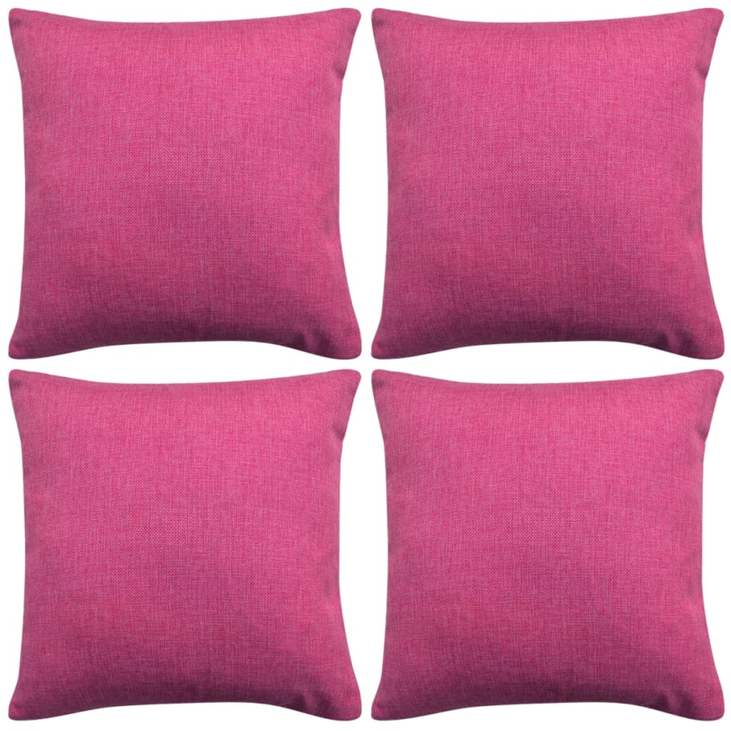 vidaXL Kussenhoezen 4 stuks linnen look roze 80x80 cm