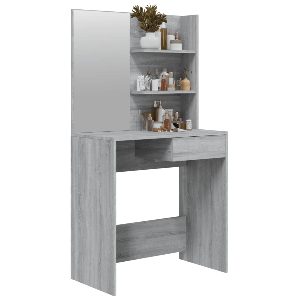 vidaXL Kaptafel met spiegel 74,5x40x141 cm grijs sonoma eikenkleurig