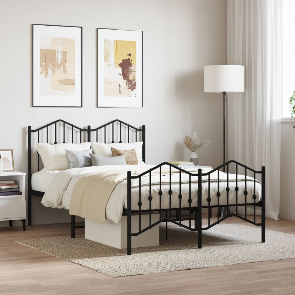 vidaXL Bedframe met hoofd- en voeteneinde metaal zwart 120x190 cm