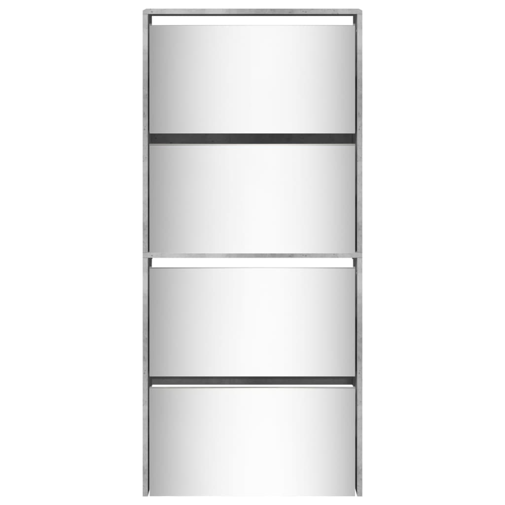 vidaXL Schoenenkast met spiegel 4-laags 63x17x134 cm betongrijs