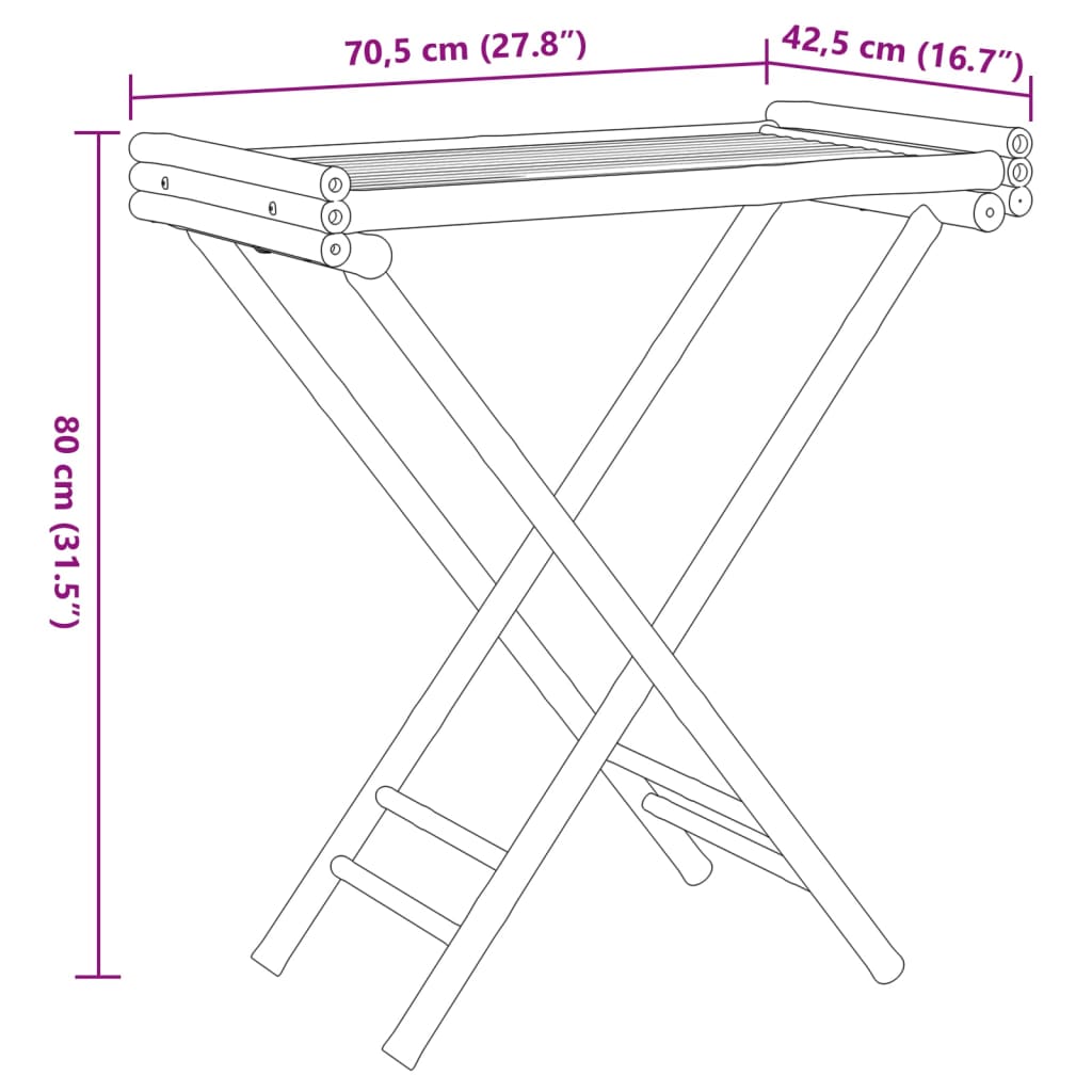 vidaXL Dienbladtafel inklapbaar 70,5x42,5x80 cm bamboe
