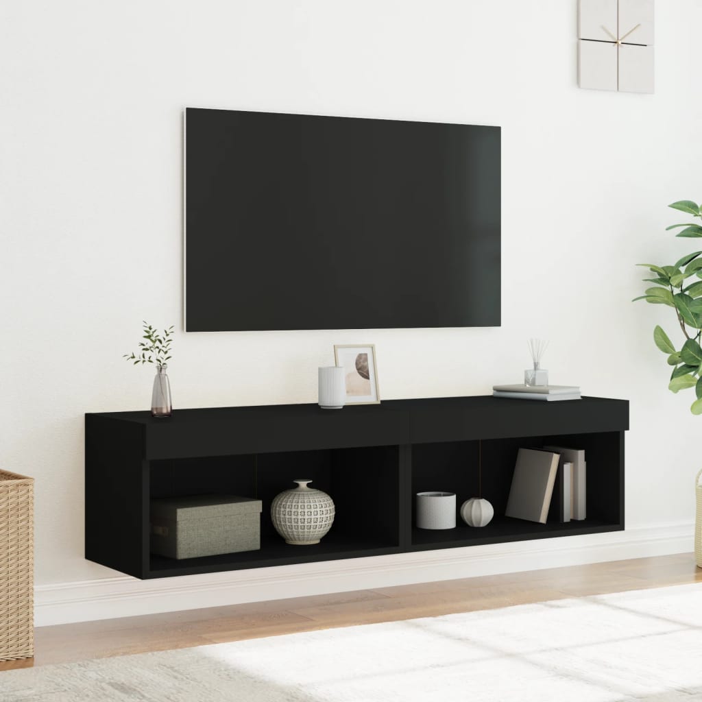 vidaXL Tv-meubels met LED-verlichting 2 st 60x30x30 cm zwart