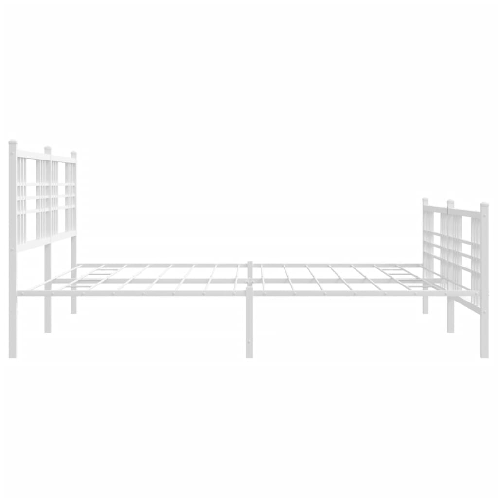 vidaXL Bedframe met hoofd- en voeteneinde metaal wit 183x213 cm