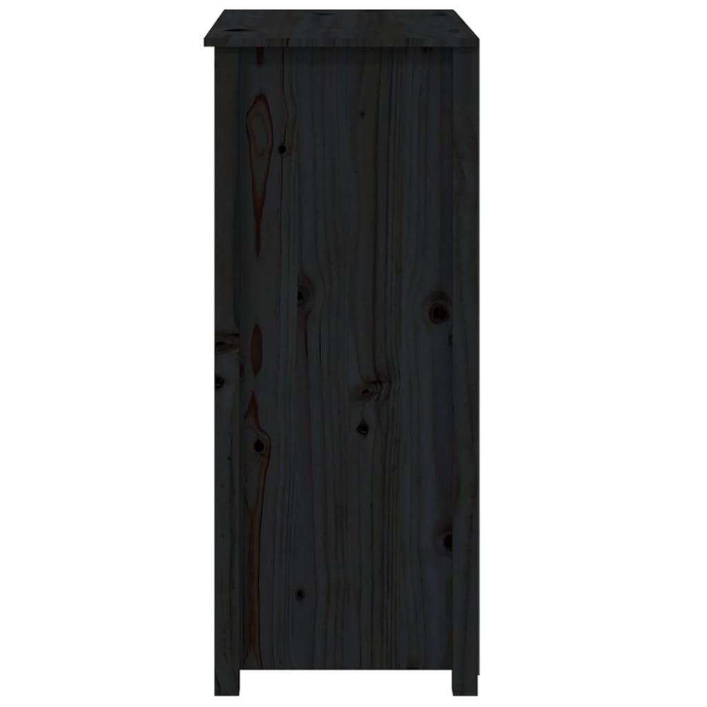 vidaXL Hoge kast 83x41,5x100 cm massief grenenhout zwart