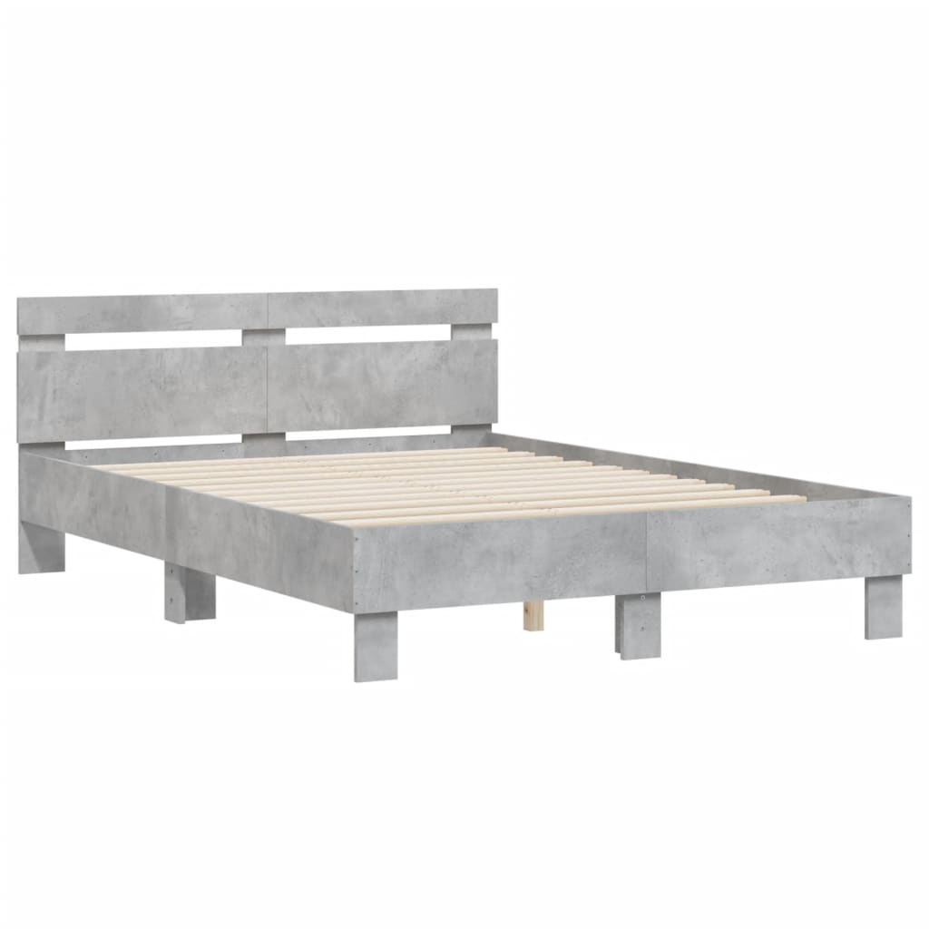 vidaXL Bedframe met hoofdeinde bewerkt hout betongrijs 120x190 cm