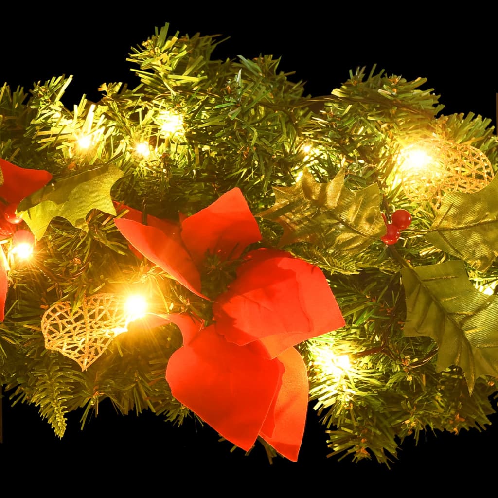 vidaXL Kerstboog met LED-lampjes 90 cm PVC groen