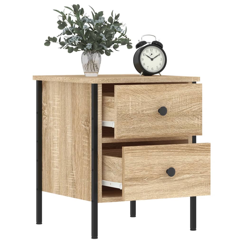 vidaXL Nachtkastjes 2 st 40x42x50 cm bewerkt hout sonoma eikenkleurig