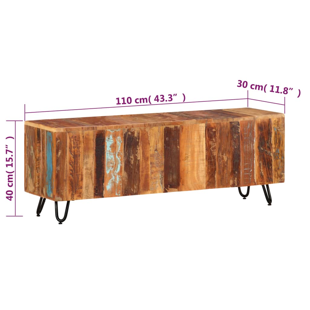 vidaXL Tv-meubel 110x30x40 cm massief gerecycled hout
