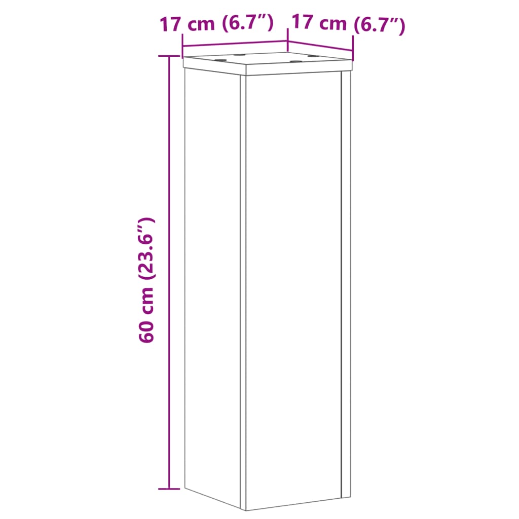 vidaXL Plantenstandaards 2 st 17x17x60 cm bewerkt hout bruin eiken