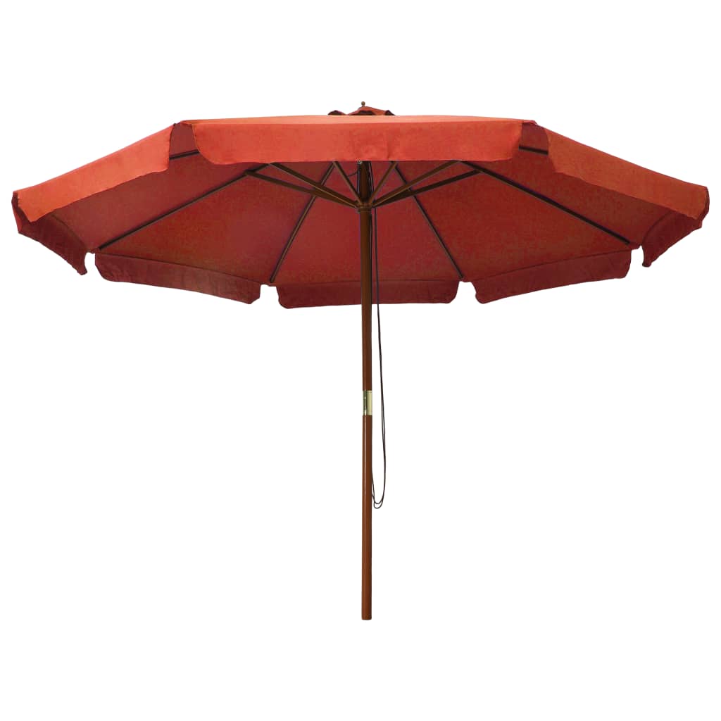 vidaXL Parasol met houten paal 330 cm terracottakleurig
