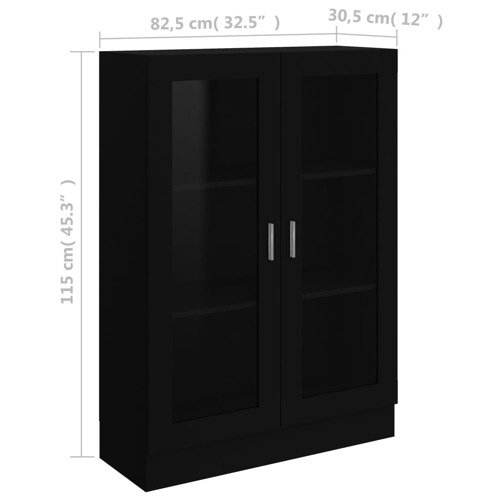 vidaXL Vitrinekast 82,5x30,5x115 cm bewerkt hout zwart