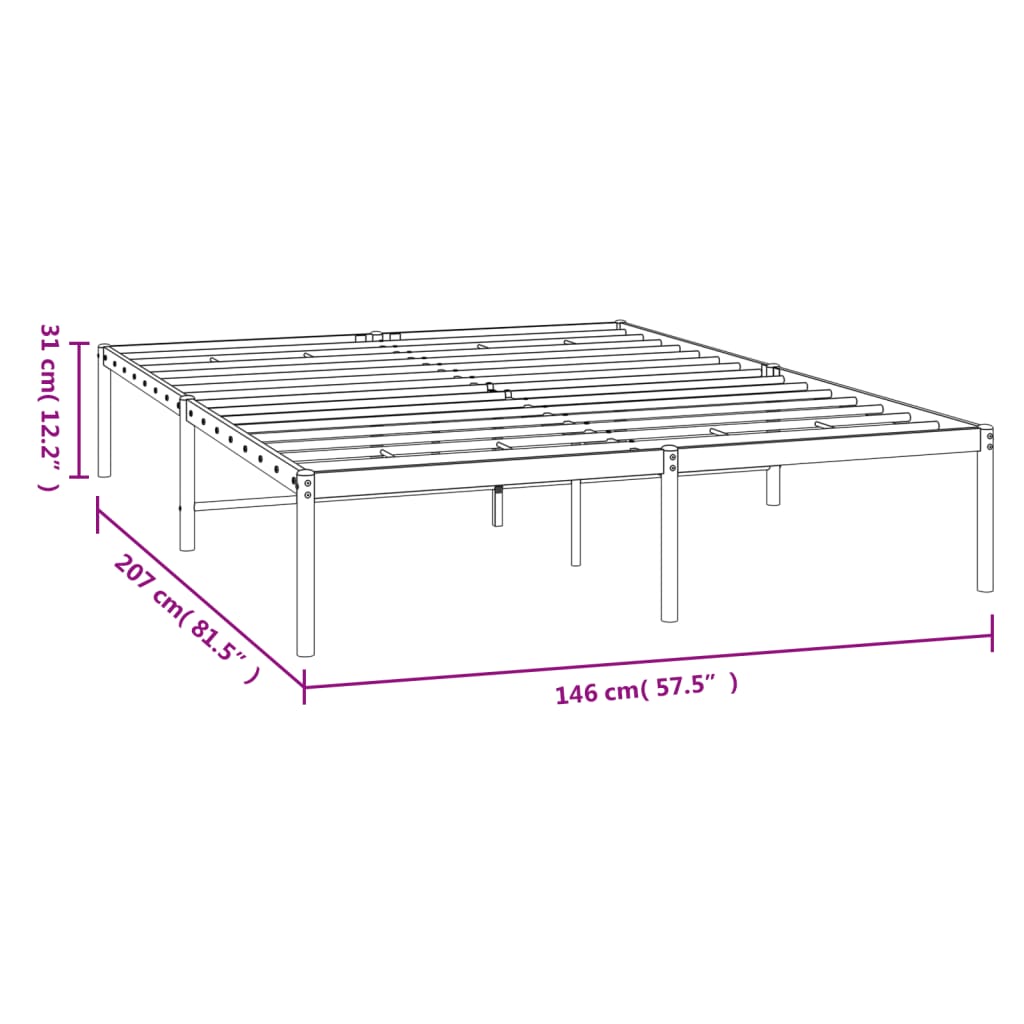 vidaXL Bedframe metaal zwart 140x200 cm