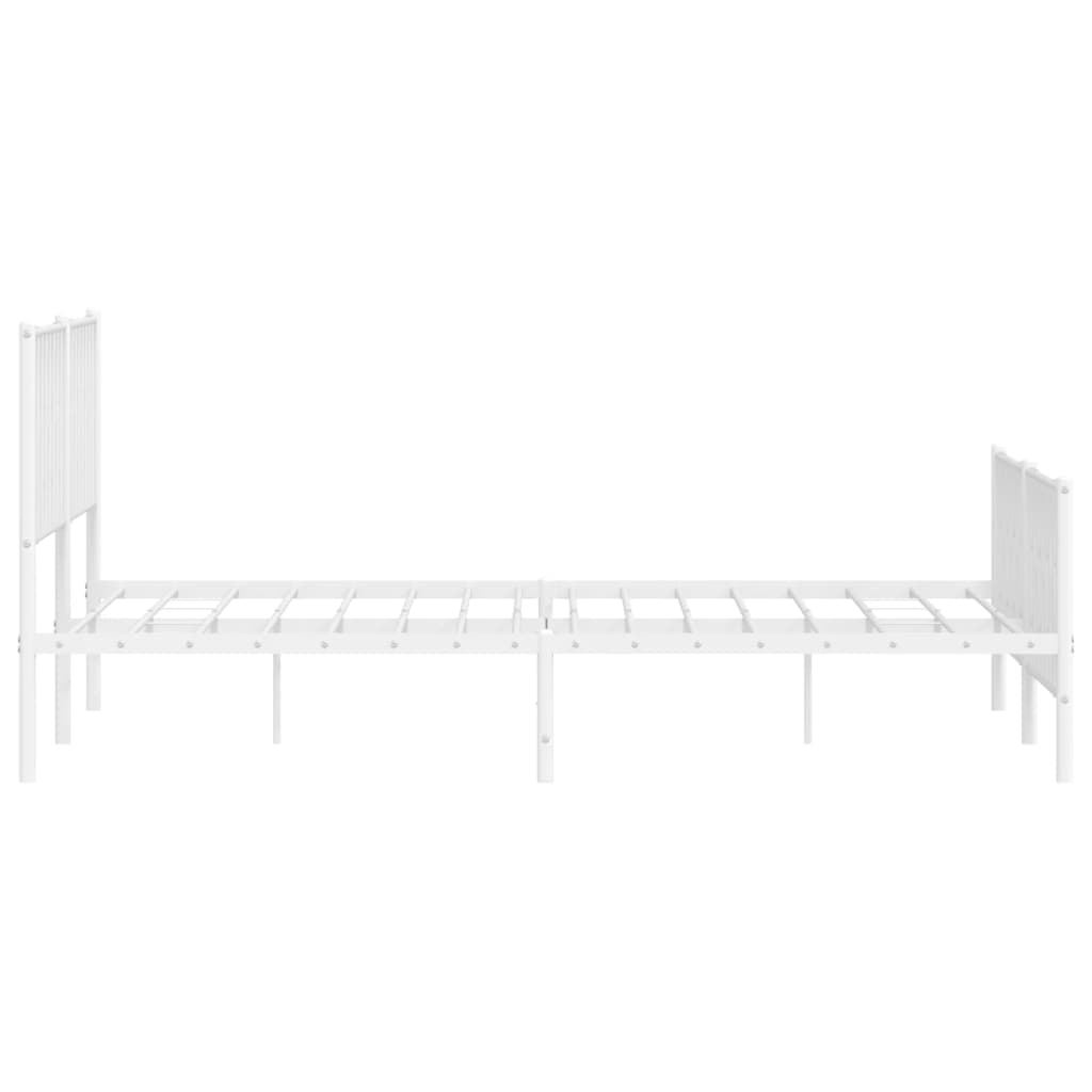 vidaXL Bedframe met hoofd- en voeteneinde metaal wit 183x213 cm