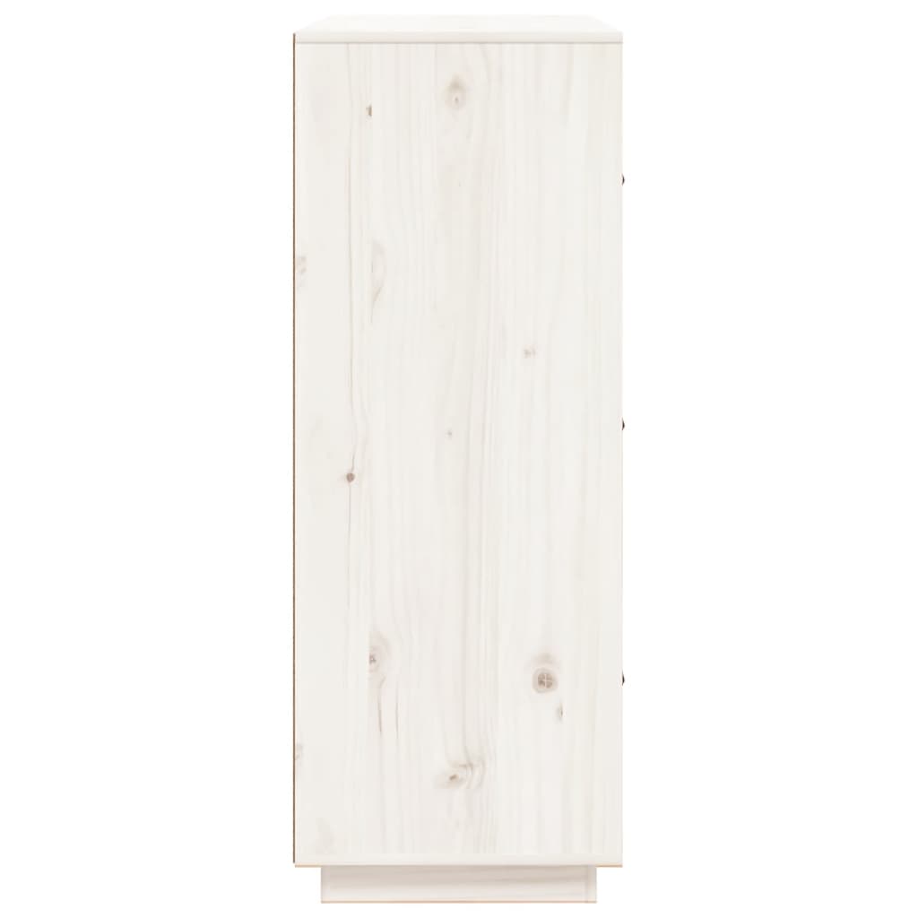 vidaXL Hoge kast 67x40x108,5 cm massief grenenhout wit