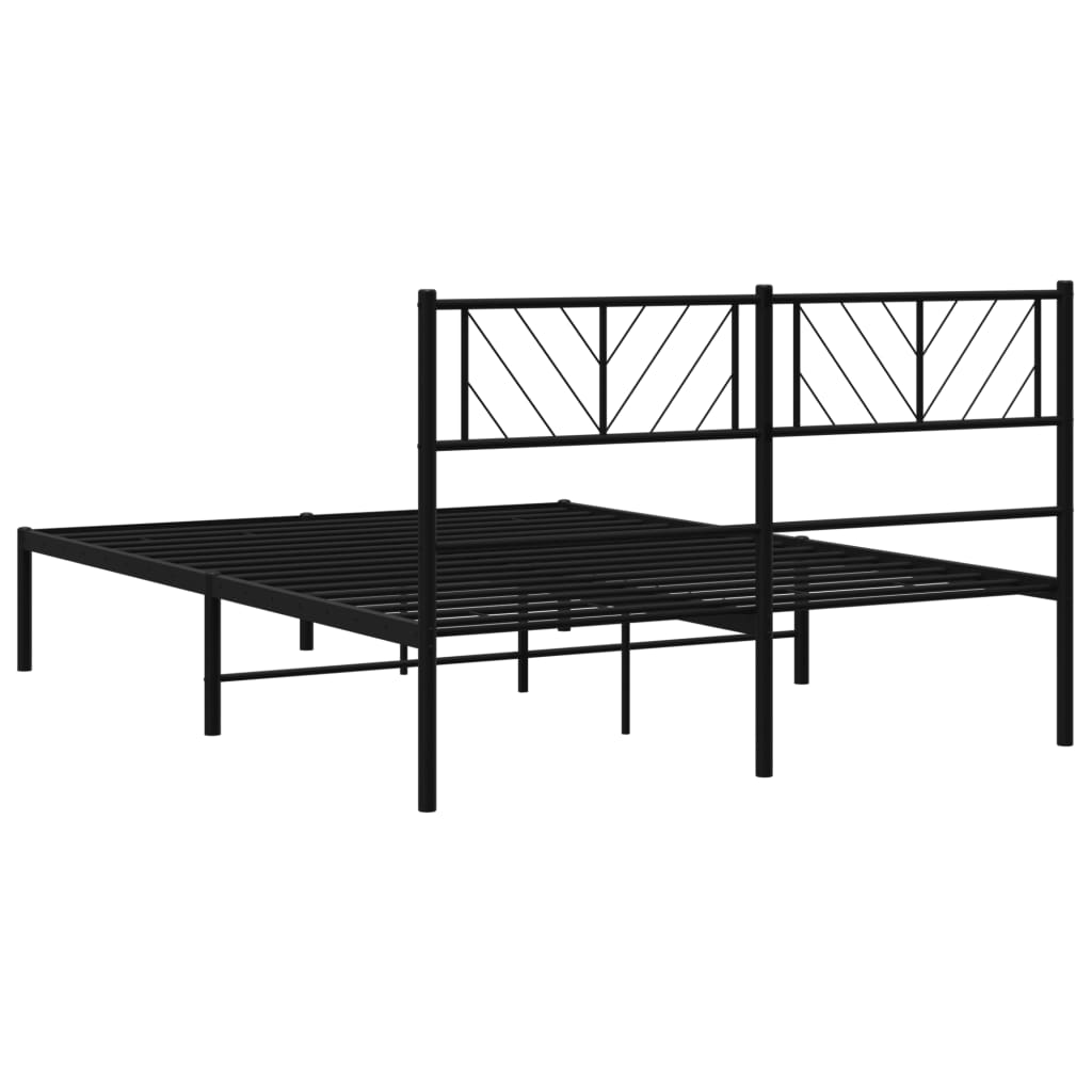 vidaXL Bedframe met hoofdbord metaal zwart 150x200 cm