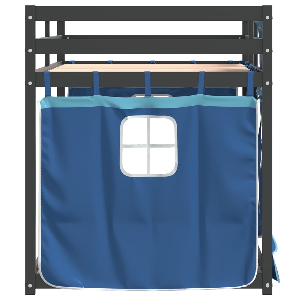 vidaXL Stapelbed met gordijnen 90x190 cm massief grenenhout blauw