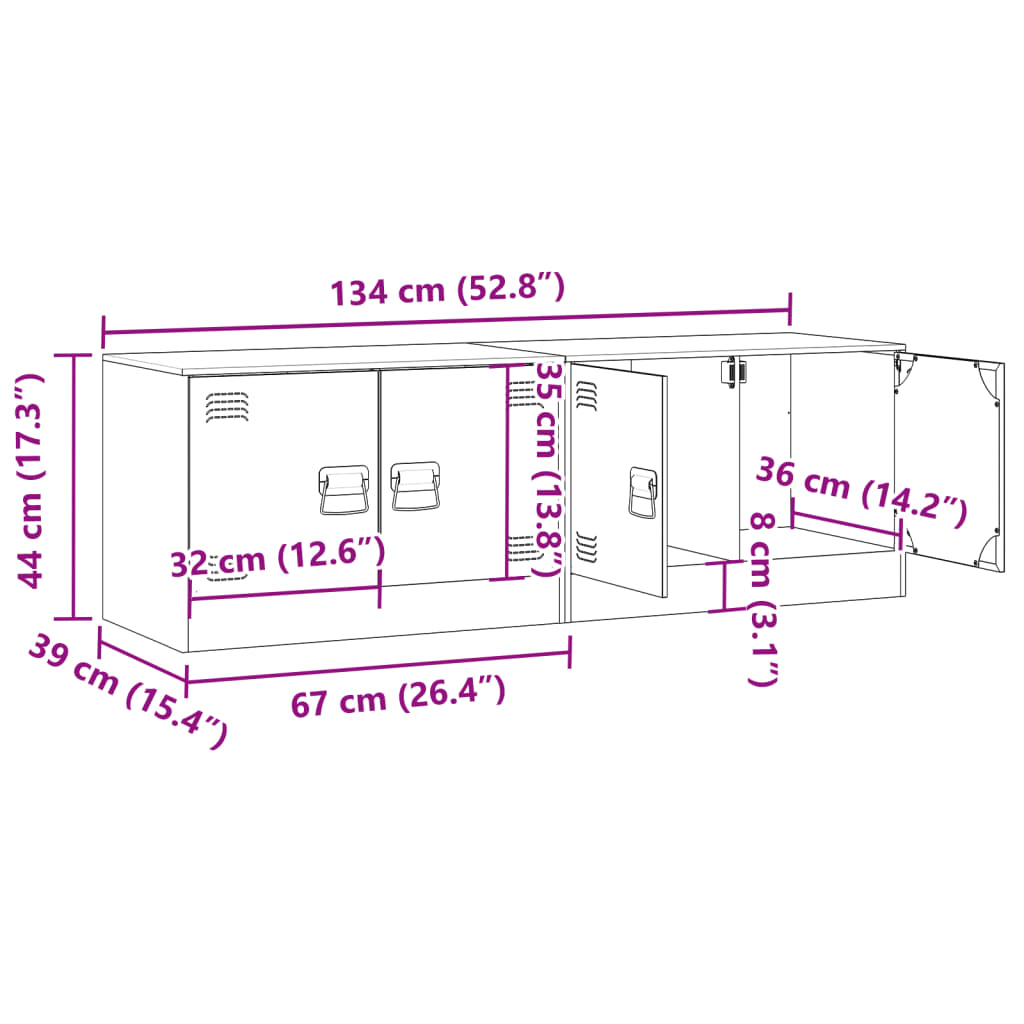 vidaXL Tv-meubelen 2 st 67x39x44 cm staal wit