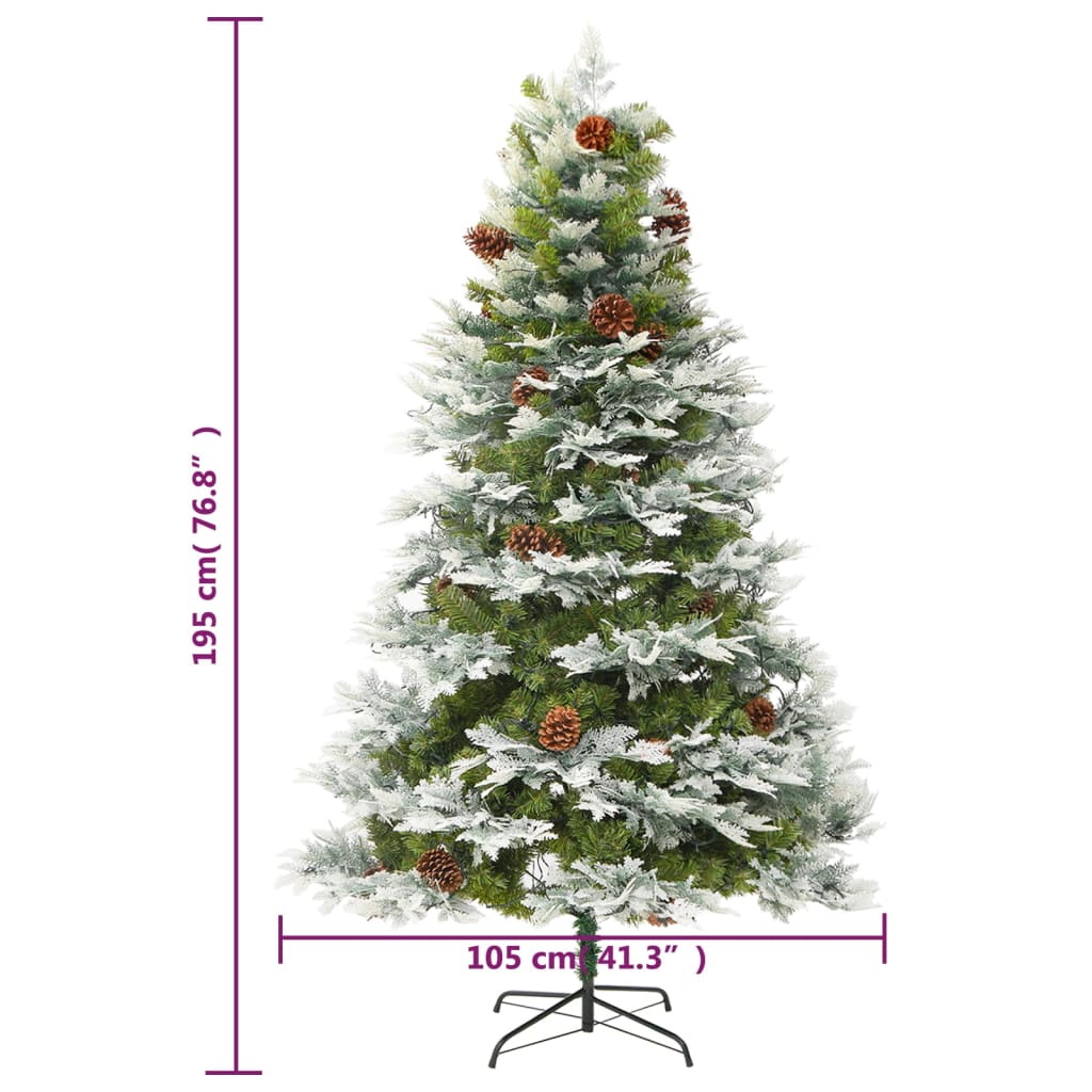 vidaXL Kerstboom met LED en dennenappels 195 cm PVC en PE groen