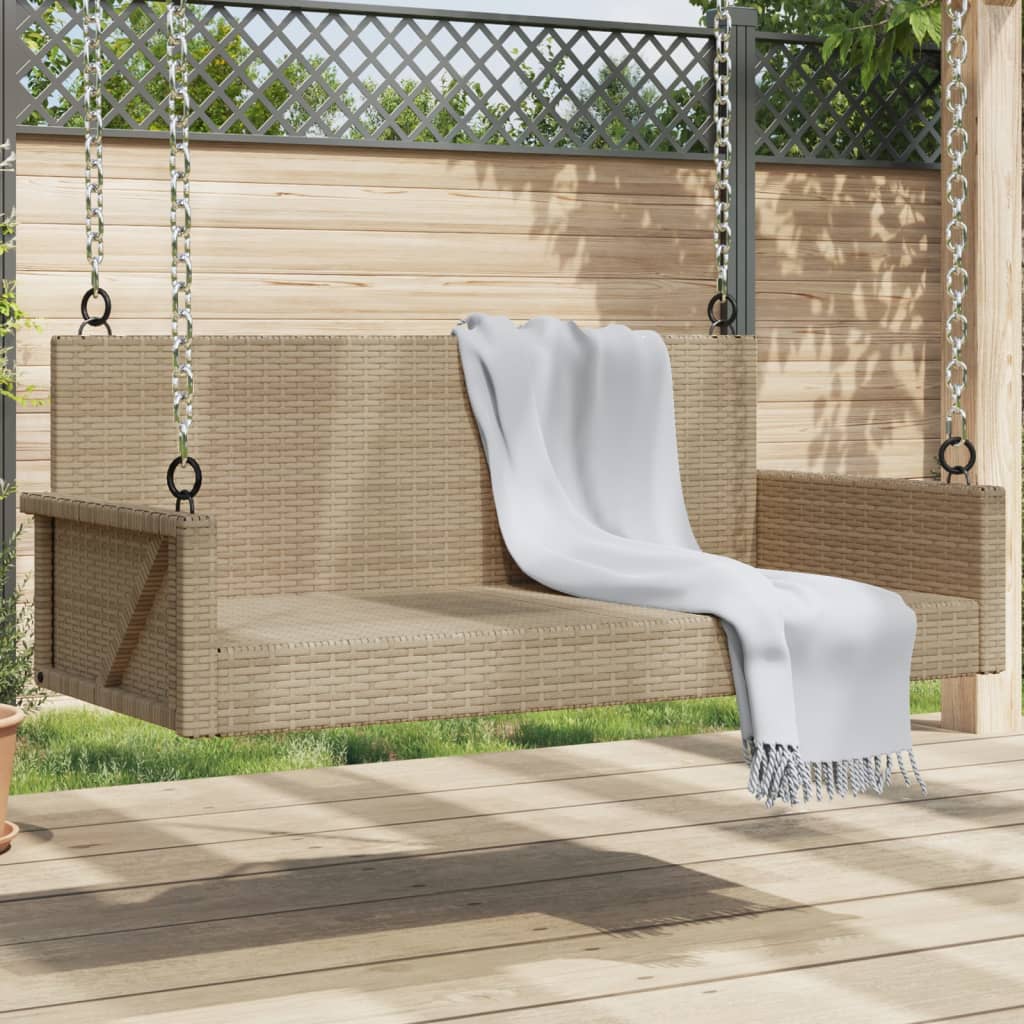 vidaXL Schommelbank 119x56x48 cm poly rattan beige