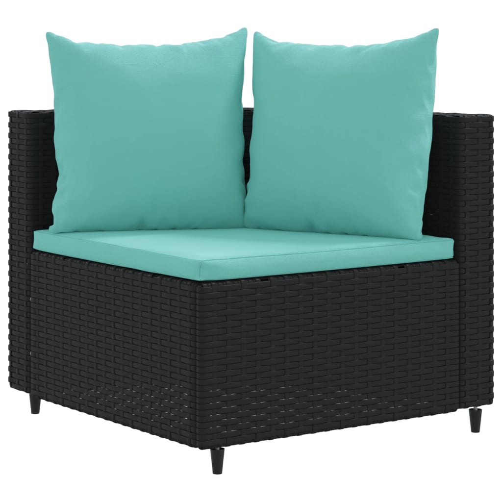 vidaXL 6-delige Loungeset met kussens poly rattan zwart