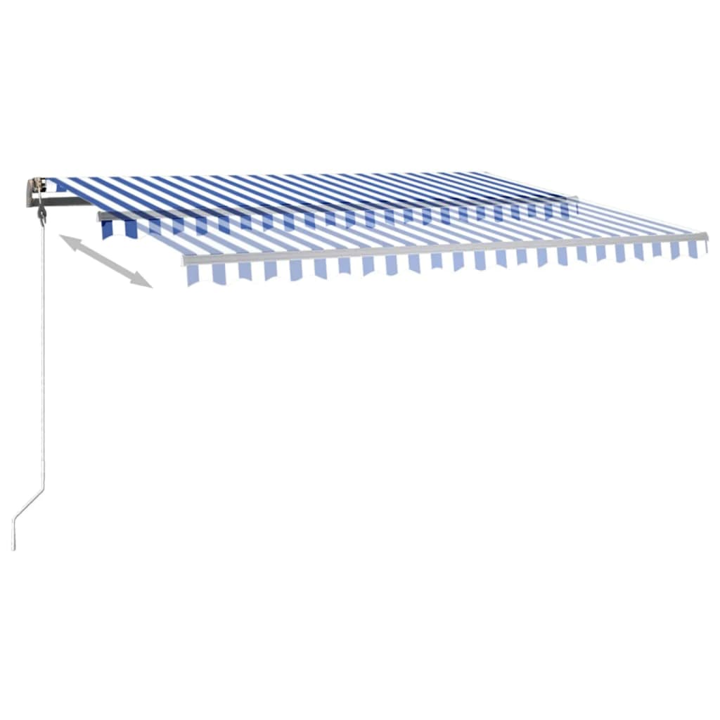 vidaXL Luifel handmatig uittrekbaar met LED 400x350 cm blauw en wit