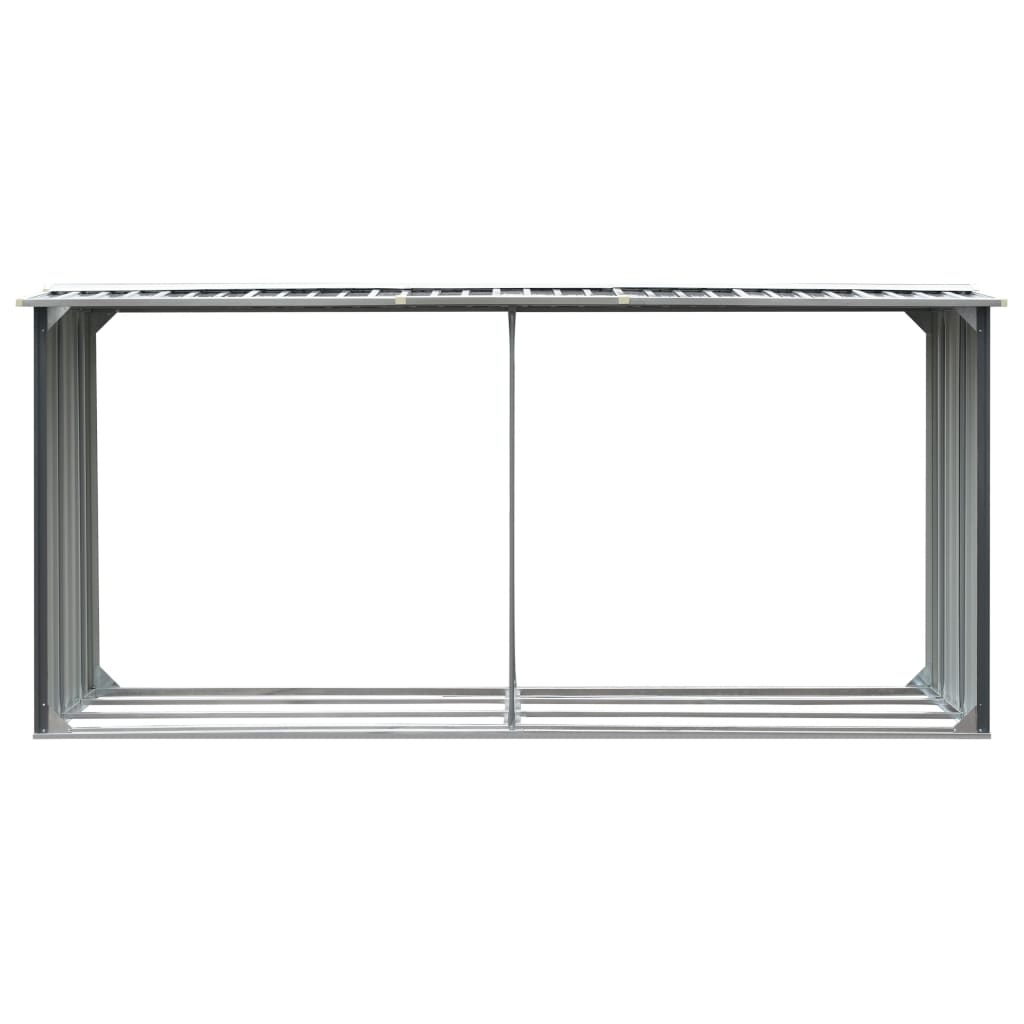 vidaXL Haardhoutschuur 330x92x153 cm gegalvaniseerd staal grijs